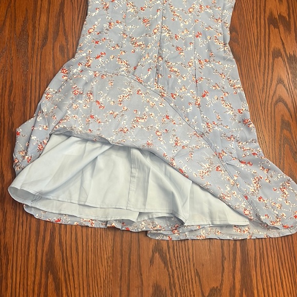 Lulu’s Radiant Rosa Light Blue Floral Print Ruffled Mini Dress - Picture 7 of 7